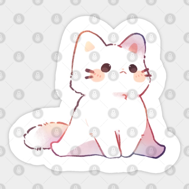 Sitting Kitty Sticker by Cremechii